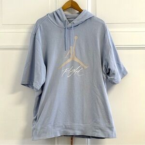 Nike Air Jordan Flight Short Sleeve Hoodie Men XXL Blue Jumpman Pullover